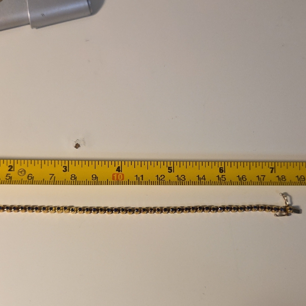 18K Solid Gold Italian Link Jewelry 13g Hallmarked 750 Vicenza (VI) And Sapphire - Picture 2 of 6